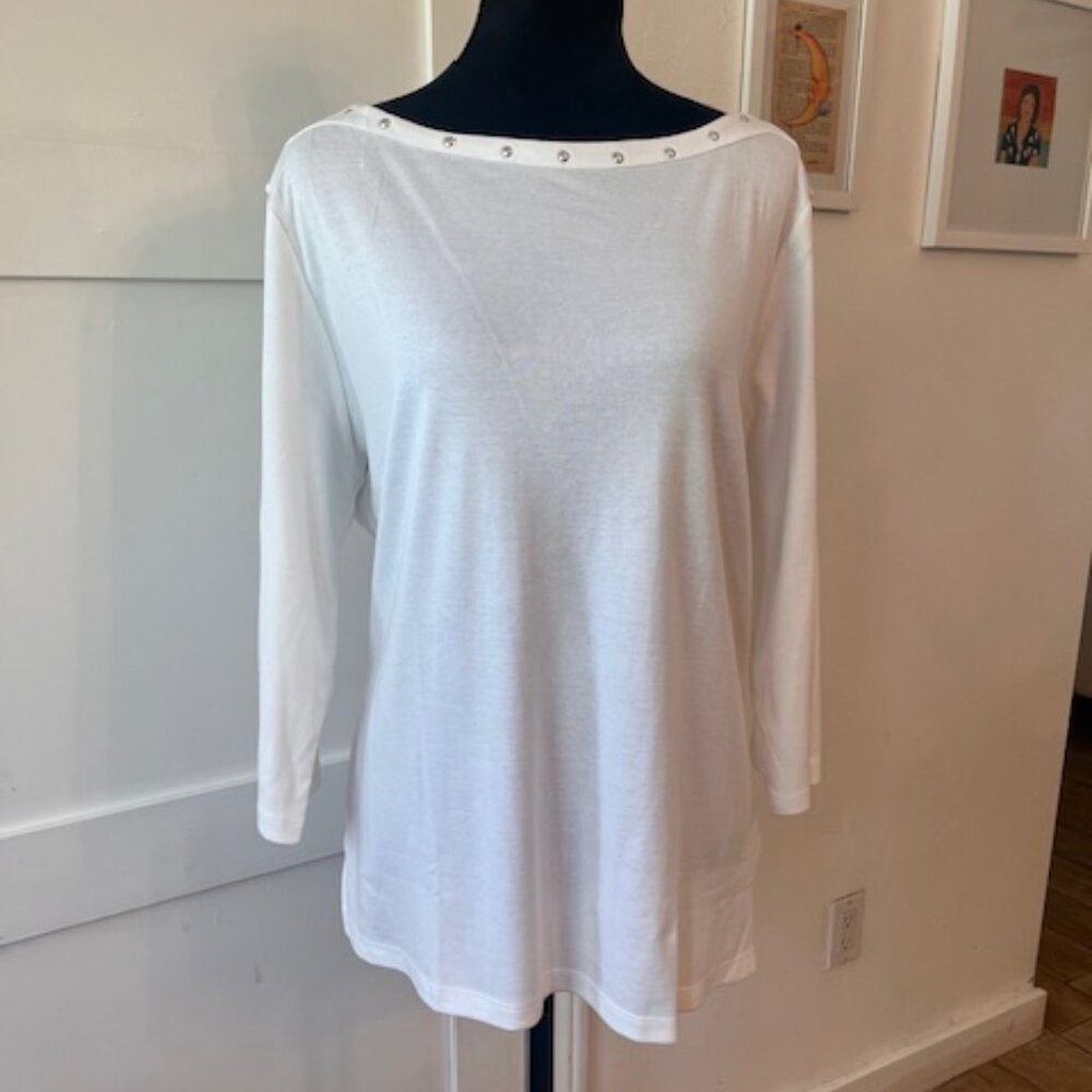 Karen Scott white long sleeve shirt size XL
